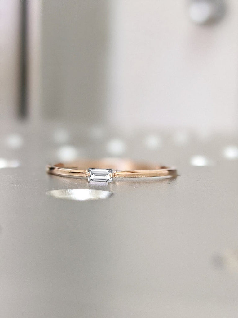 Baguette Diamond Ring / 1.1MM Wedding Band / Thin Wedding Band / Baguette Diamond Band / Baguette Minimalist Ring / Dainty Baguette Ring