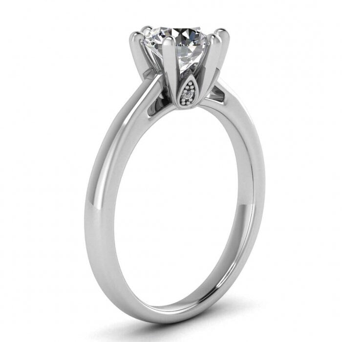 Raw Salt And Pepper Diamond Ring White Gold Salt And Pepper Diamond Hidden Ring,Hidden Gemstone,Cathedral Design, Prongs Setting Ring, Lulu