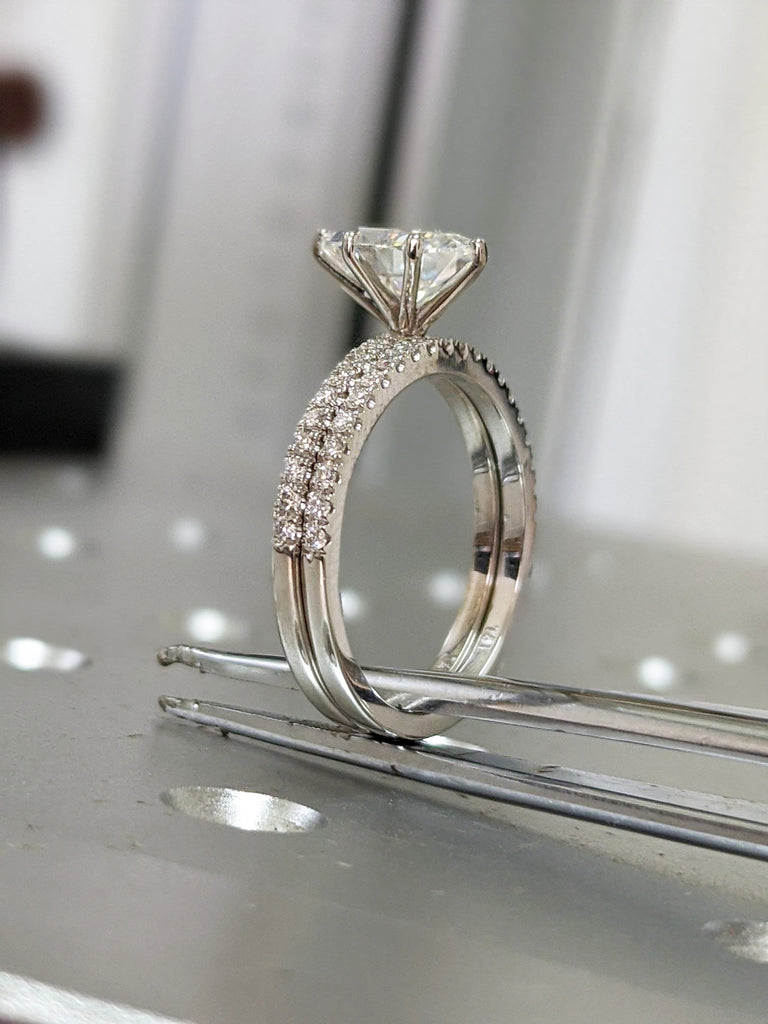 14K Solid Gold Engagement Ring Set 1.25CT Pear Moissanite Diamond Wedding Ring/Moissanite Engagement Ring/Stack Ring/Promise ring/Bridal Set
