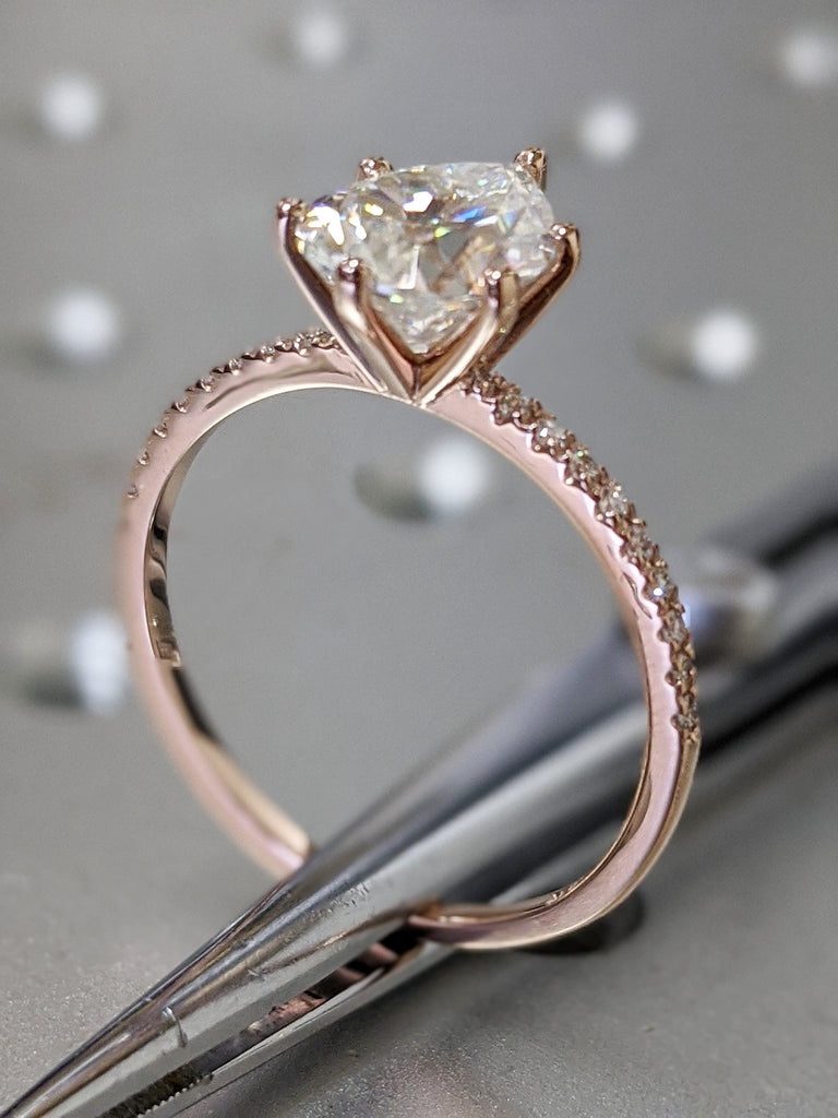 14K Rose Solid Gold Engagement Ring 2.5CT Pear Moissanite Diamond Wedding Ring/Moissanite Engagement Ring/Stack Ring/Promise ring/Rose gold