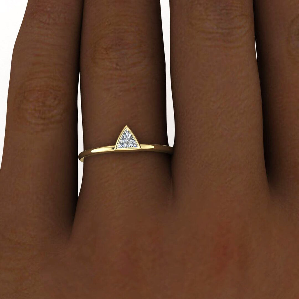 Diamond Engagement Ring, Triangle Diamond Ring, Trillion Diamond Ring, Simple Diamond Ring, Modern Engagement Ring, Gold Triangle Ring
