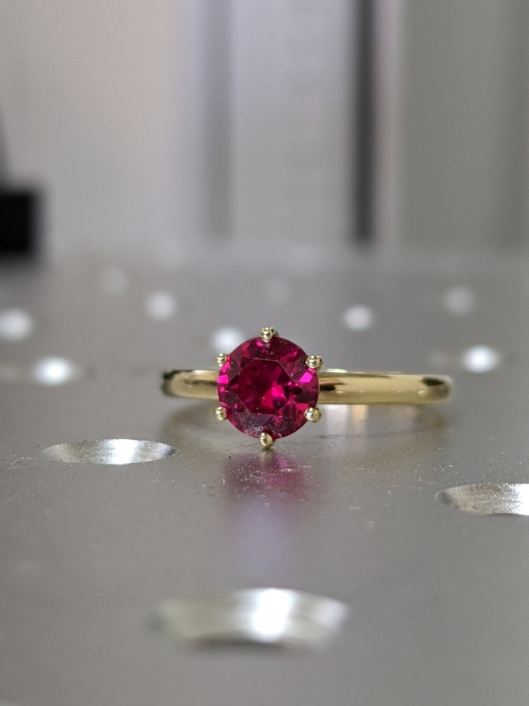 Ruby Ring, Unique Engagement Ring, Solitaire Ring, Round Ruby Ring, Ruby Jewelry, Ruby Solitaire, Gemstone Solitaire, Beautiful Ring, Red