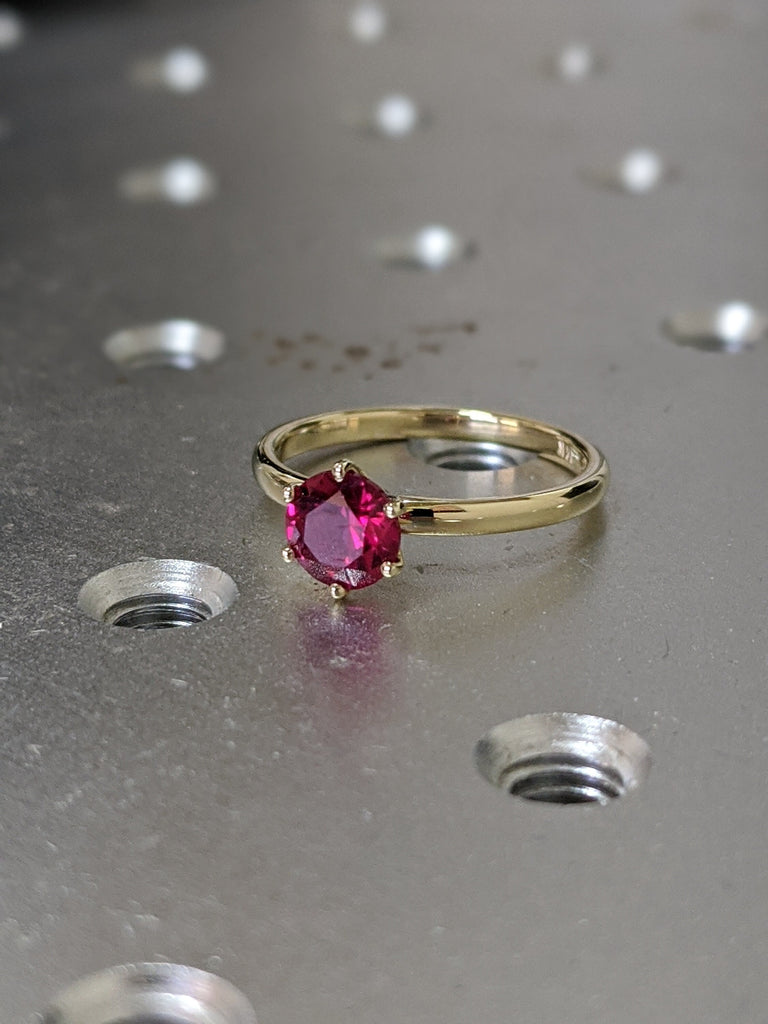 Ruby Ring, Unique Engagement Ring, Solitaire Ring, Round Ruby Ring, Ruby Jewelry, Ruby Solitaire, Gemstone Solitaire, Beautiful Ring, Red