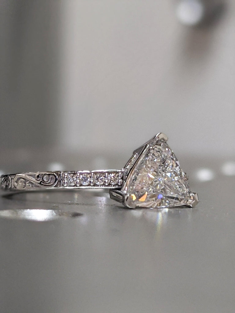 Solitaire Ring - Trillion Ring - Triangle Ring - Diamond Ring - Gold Ring - 14K Solid Gold Moissanite Ring - Moissanite Ring