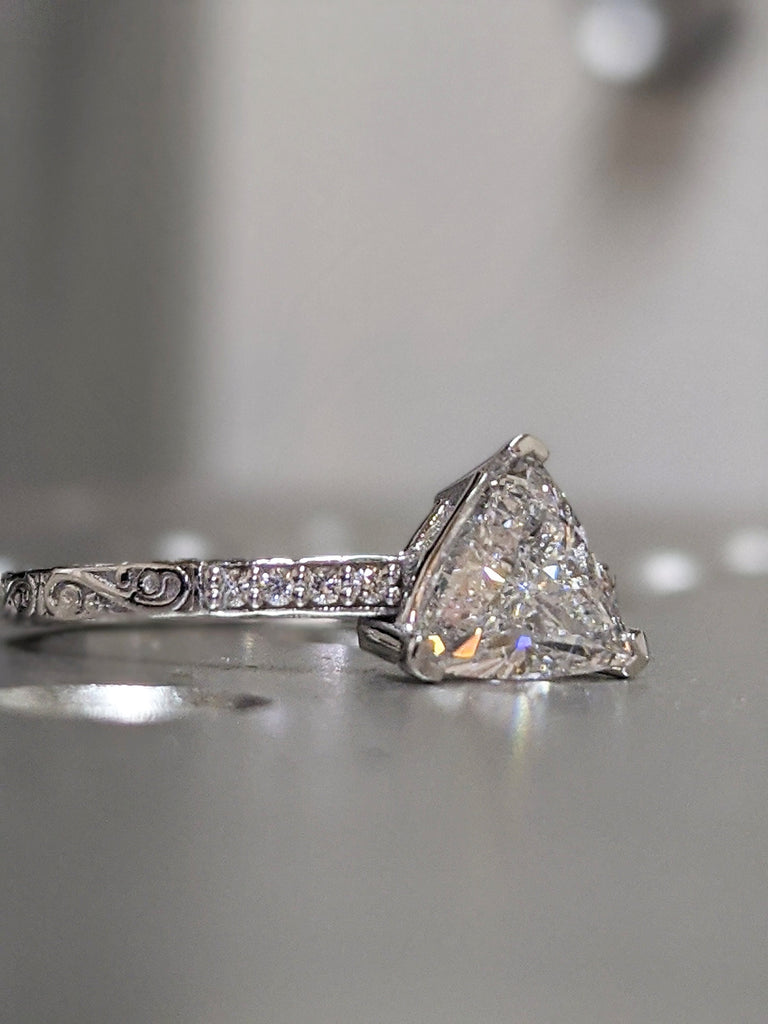 Solitaire Ring - Trillion Ring - Triangle Ring - Diamond Ring - Gold Ring - 14K Solid Gold Moissanite Ring - Moissanite Ring