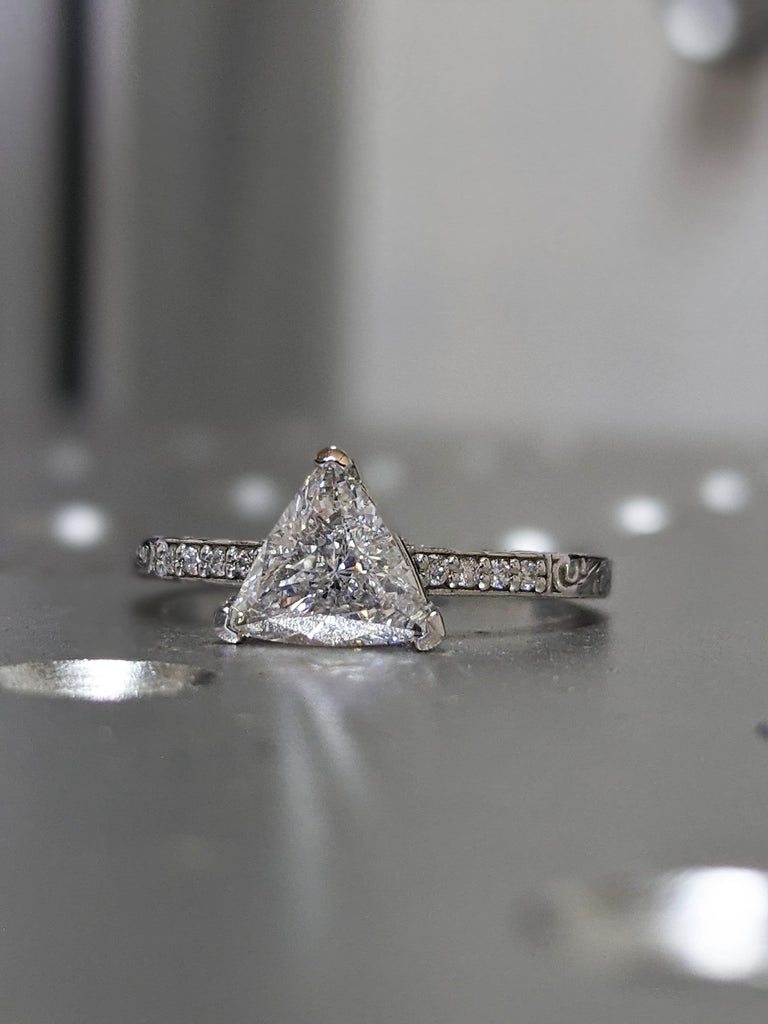 Solitaire Ring - Trillion Ring - Triangle Ring - Diamond Ring - Gold Ring - 14K Solid Gold Moissanite Ring - Moissanite Ring