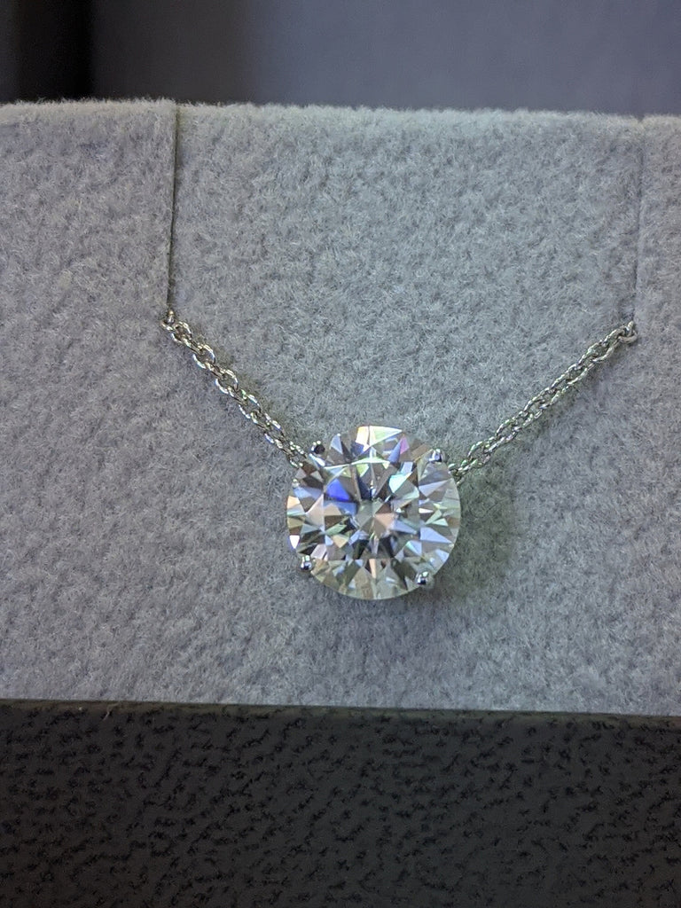 14k Gold Delicate Moissanite Necklace, Solitaire Necklace 2 Carat, 2ct Solitaire Necklace, Dainty Necklace, Necklace Gift