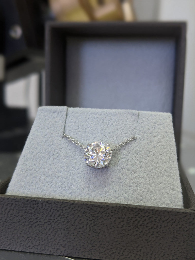 14k Gold Delicate Moissanite Necklace, Solitaire Necklace 2 Carat, 2ct Solitaire Necklace, Dainty Necklace, Necklace Gift