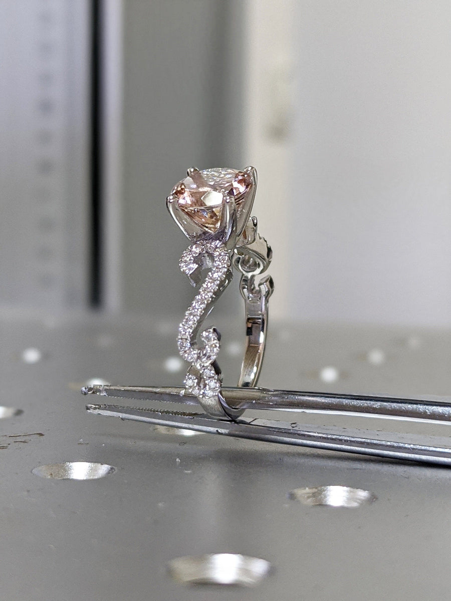 Infinity Morganite Engagement Ring, Vintage Floral Morganite Ring, Ros ...