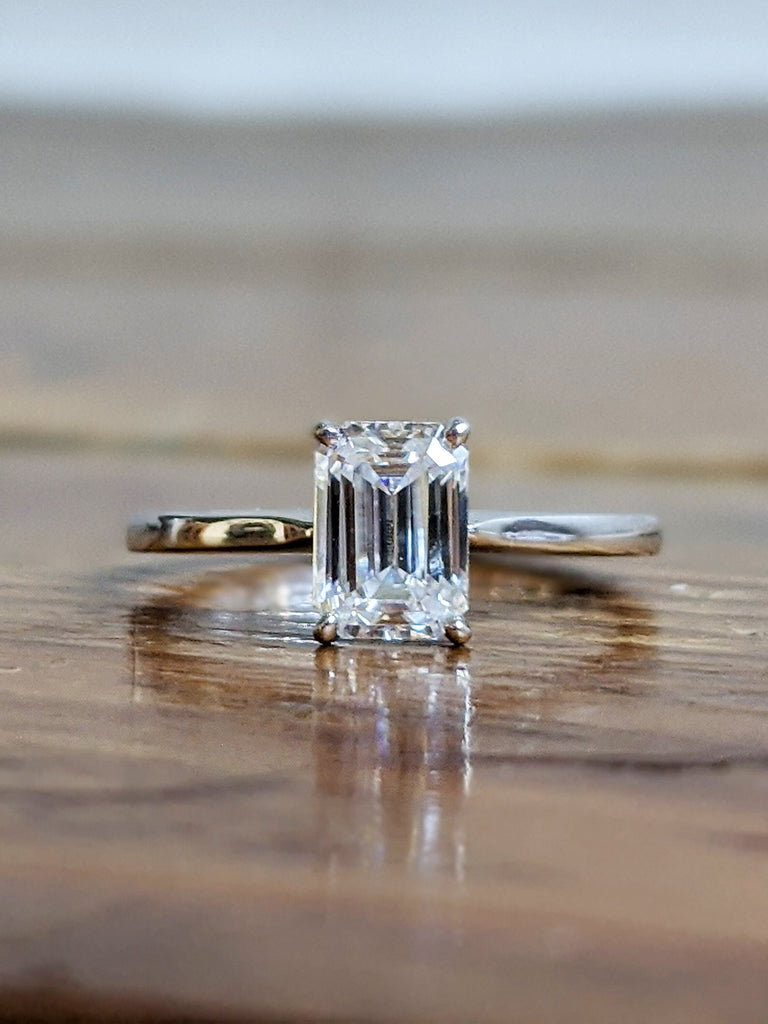 Emerald Cut Moissanite Engagement Ring, Emerald Cut Engagement Ring, Emerald Cut Solitaire, 1ct/2ct Emerald Cut, Solitaire Engagement Ring