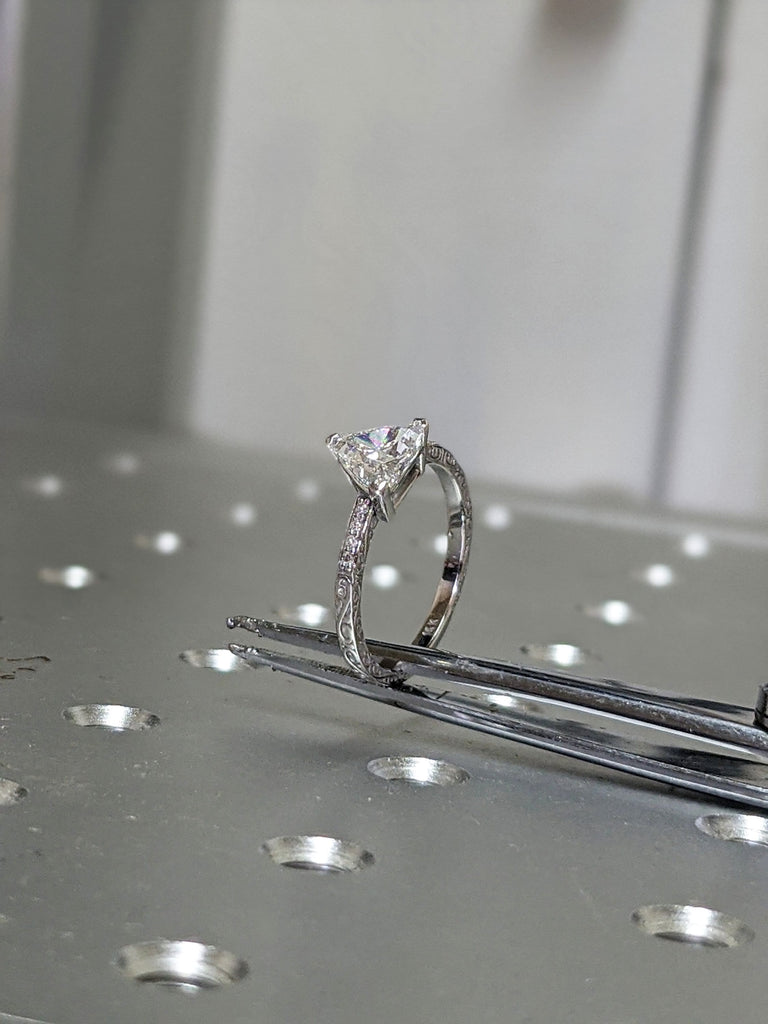 Solitaire Ring - Trillion Ring - Triangle Ring - Diamond Ring - Gold Ring - 14K Solid Gold Moissanite Ring - Moissanite Ring