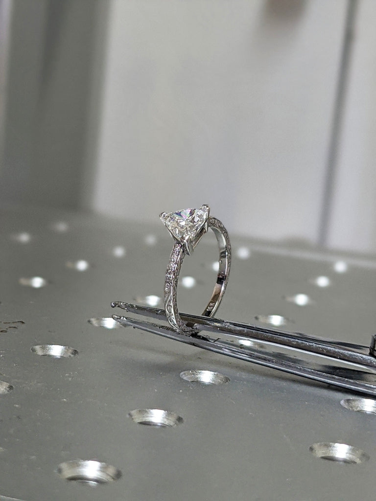 Solitaire Ring - Trillion Ring - Triangle Ring - Diamond Ring - Gold Ring - 14K Solid Gold Moissanite Ring - Moissanite Ring