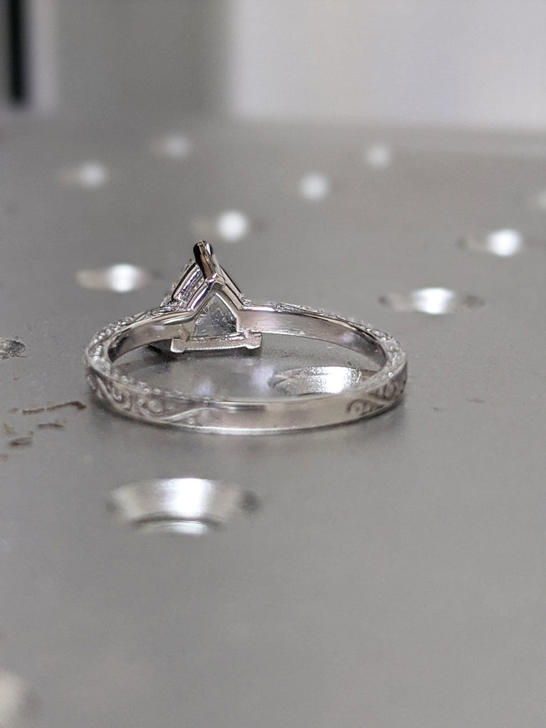 Solitaire Ring - Trillion Ring - Triangle Ring - Diamond Ring - Gold Ring - 14K Solid Gold Moissanite Ring - Moissanite Ring