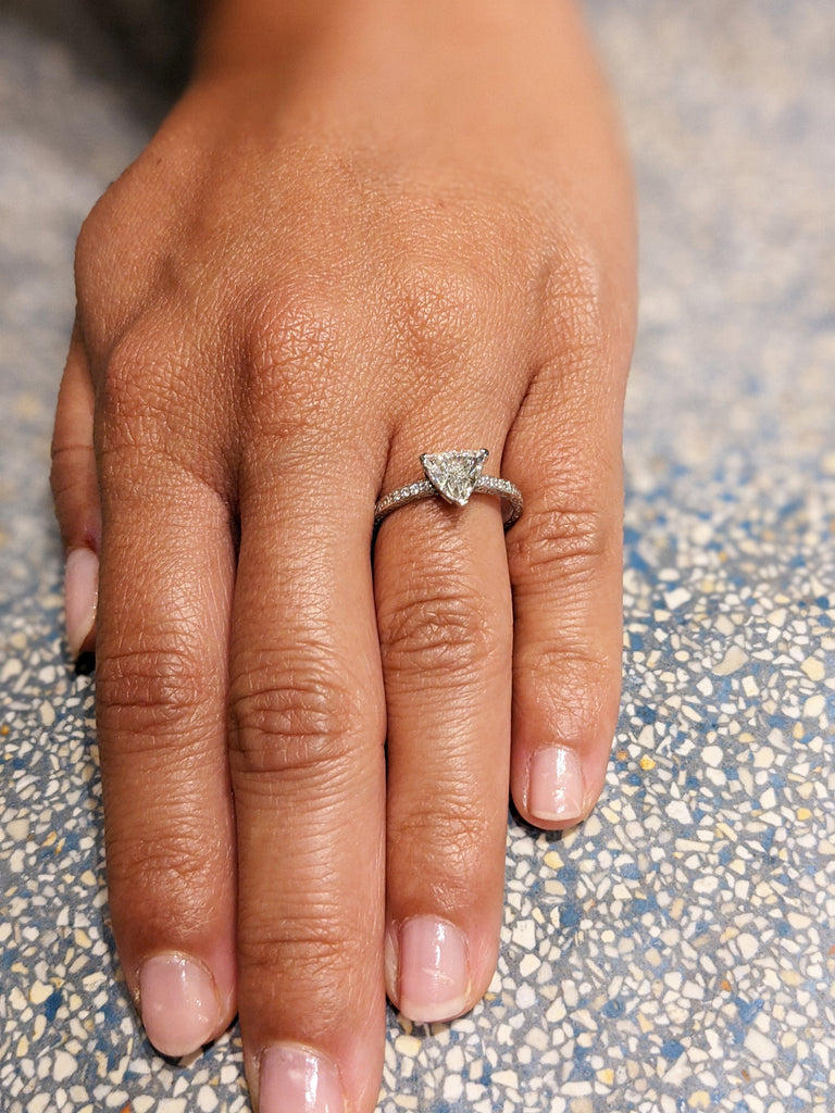 Solitaire Ring - Trillion Ring - Triangle Ring - Diamond Ring - Gold Ring - 14K Solid Gold Moissanite Ring - Moissanite Ring