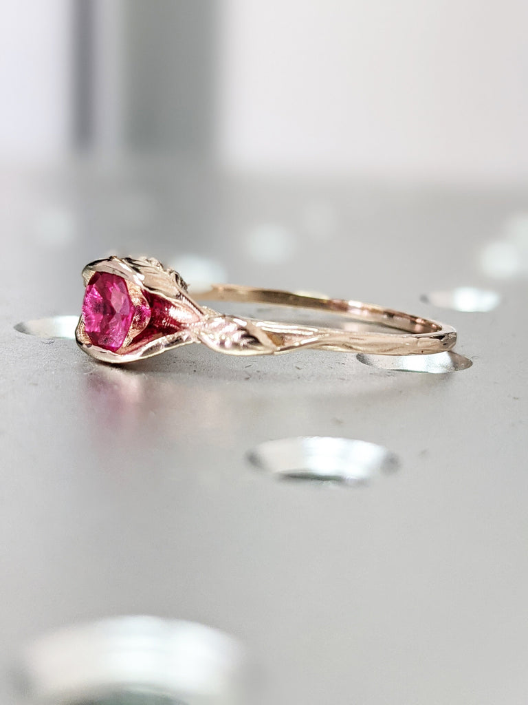 Ruby Engagement Ring Leaf Engagement Ring , Ruby Ring, Rose Gold Ruby Ring, 2ct Ruby Engagement Ring, Leaves Ring, Leaf Ring, Nature Ring