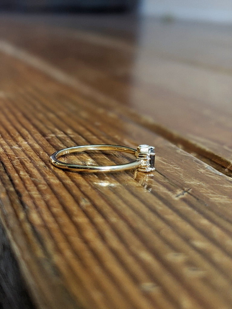Gold Vintage salt and pepper diamond engagement ring rose gold engagement ring diamond cluster ring wedding Bridal Anniversary Baguette Cut