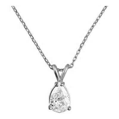 0.5ct Pear Pendant 14k Gold Necklace , Moissanite Pendant, Solitaire Ladies Necklace , Tear Shape Pendant, Pear Shaped Necklace