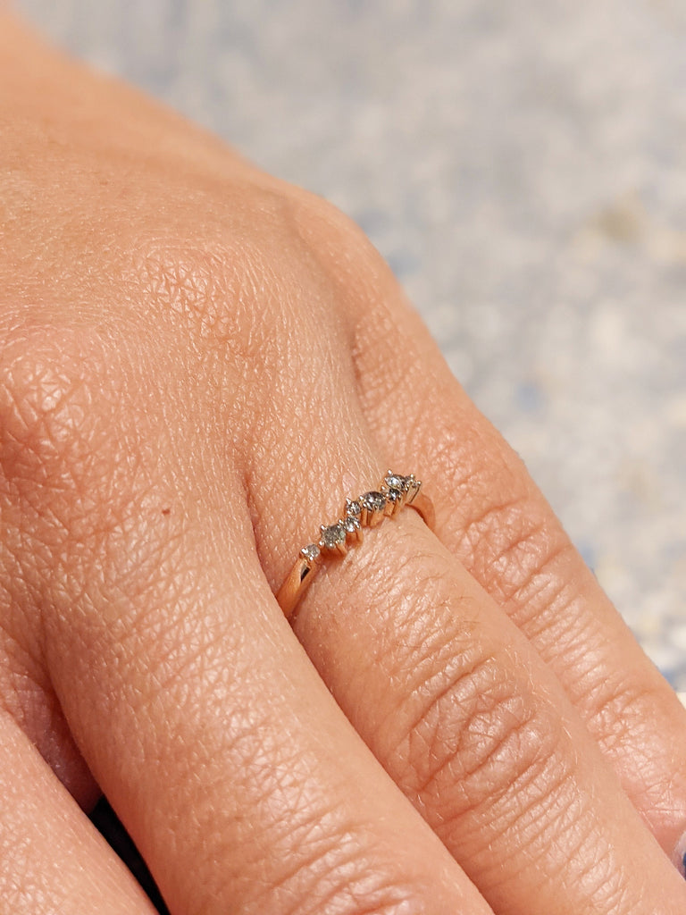 Rose Gold Salt and pepper diamond engagement, diamond cluster ring, 14k/18k gold , Engagement Ring Salt and Pepper Rustic, 8 Diamonds