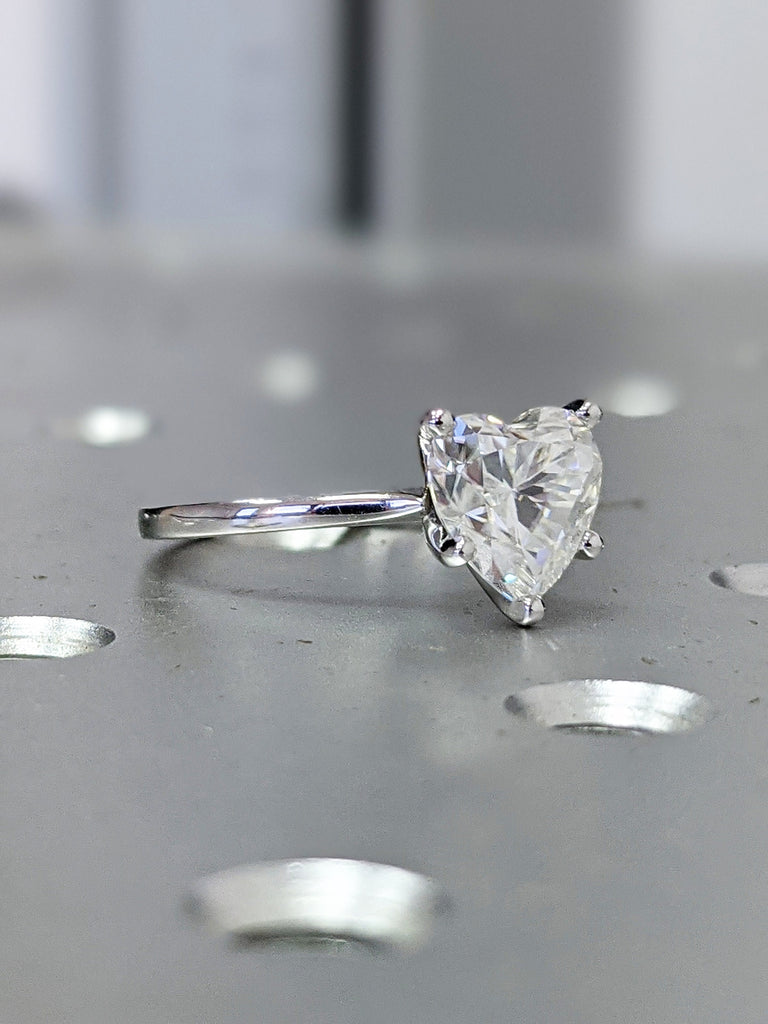 14K Solid Gold Engagement Ring / 2CT Heart Moissanite Diamond Wedding Ring/Moissanite Engagement Ring/Stack Ring/Promise ring/White gold