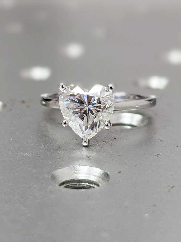 14K Solid Gold Engagement Ring / 2CT Heart Moissanite Diamond Wedding Ring/Moissanite Engagement Ring/Stack Ring/Promise ring/White gold