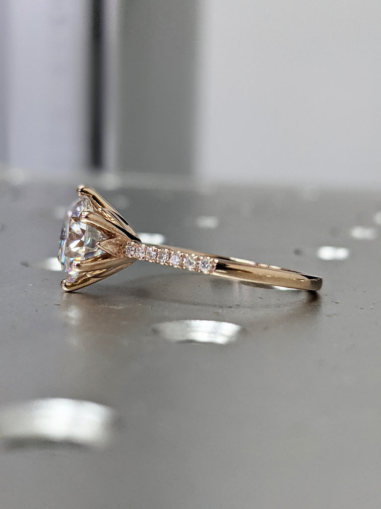 14K Solid Gold Rings/ 2CT Round Simulated Diamond Engagement Ring/ Stacking Rings/ Promise Ring/ Moissanite Ring/ White Gold Ring For Women