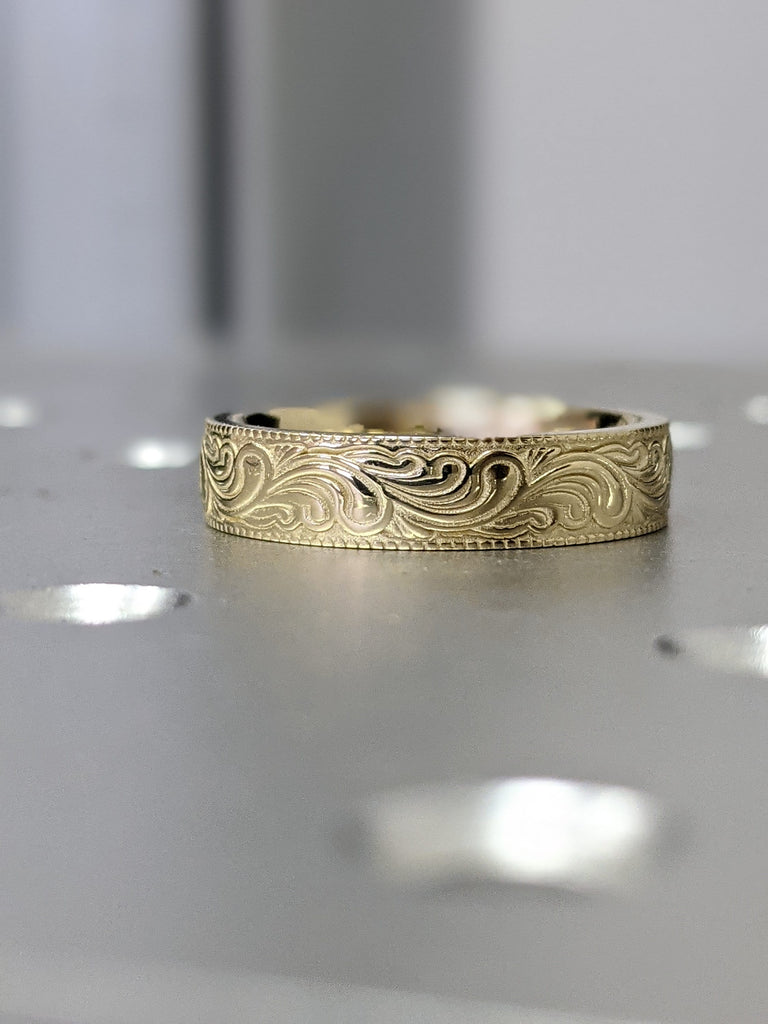 14k gold feather ring, Vintage, Antique, Feather, Milgrain, Wedding band, 14K Yellow/Rose/White Gold, Unique Wedding Band