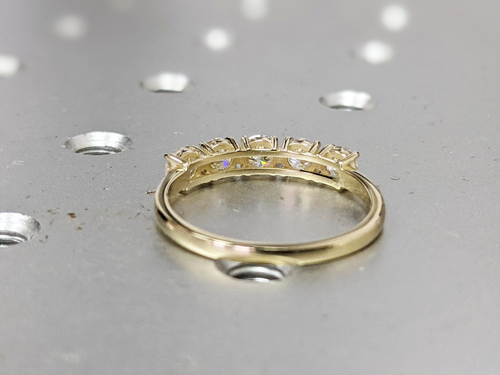 1 Carat 5 Stone Diamond Anniversary Ring Band 14K Yellow Gold, Anniversary Gift For Her, 5 year anniversary gift, half eternity band