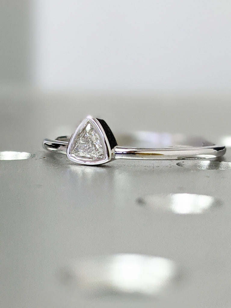 Trillion Diamond Ring, Triangle Diamond Engagement Ring, Bezel Engagement Ring, Simple Engagement Ring, Solitaire Diamond Ring