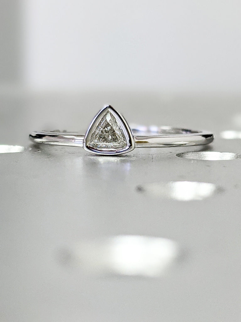 Trillion Diamond Ring, Triangle Diamond Engagement Ring, Bezel Engagement Ring, Simple Engagement Ring, Solitaire Diamond Ring