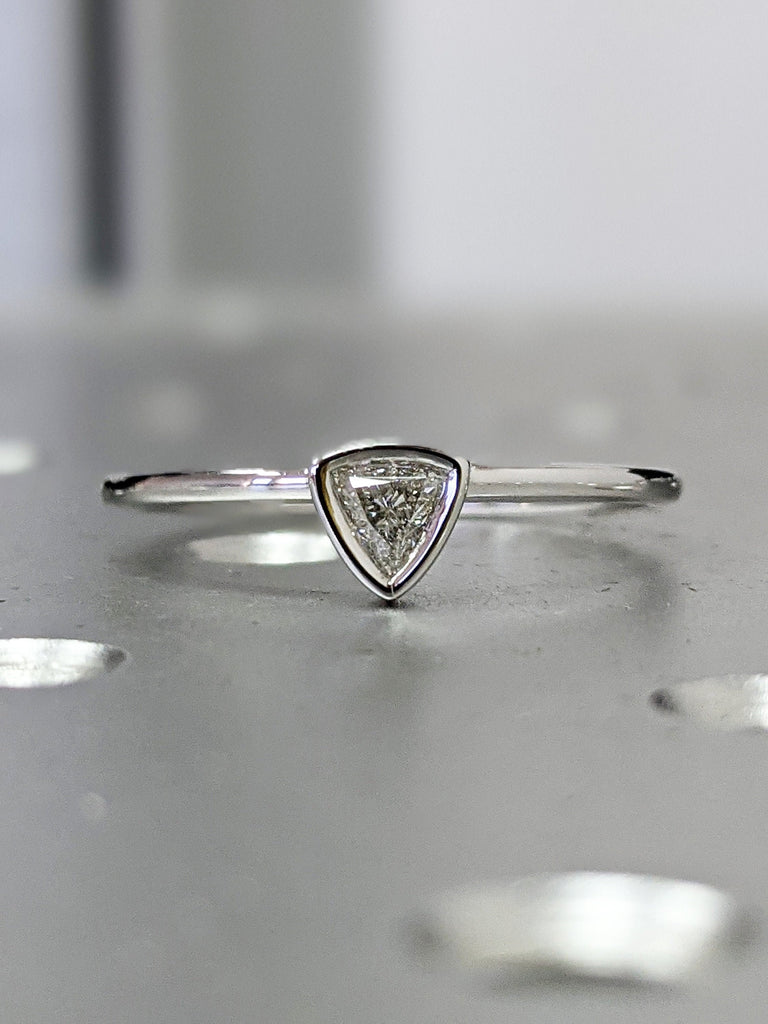 Trillion Diamond Ring, Triangle Diamond Engagement Ring, Bezel Engagement Ring, Simple Engagement Ring, Solitaire Diamond Ring