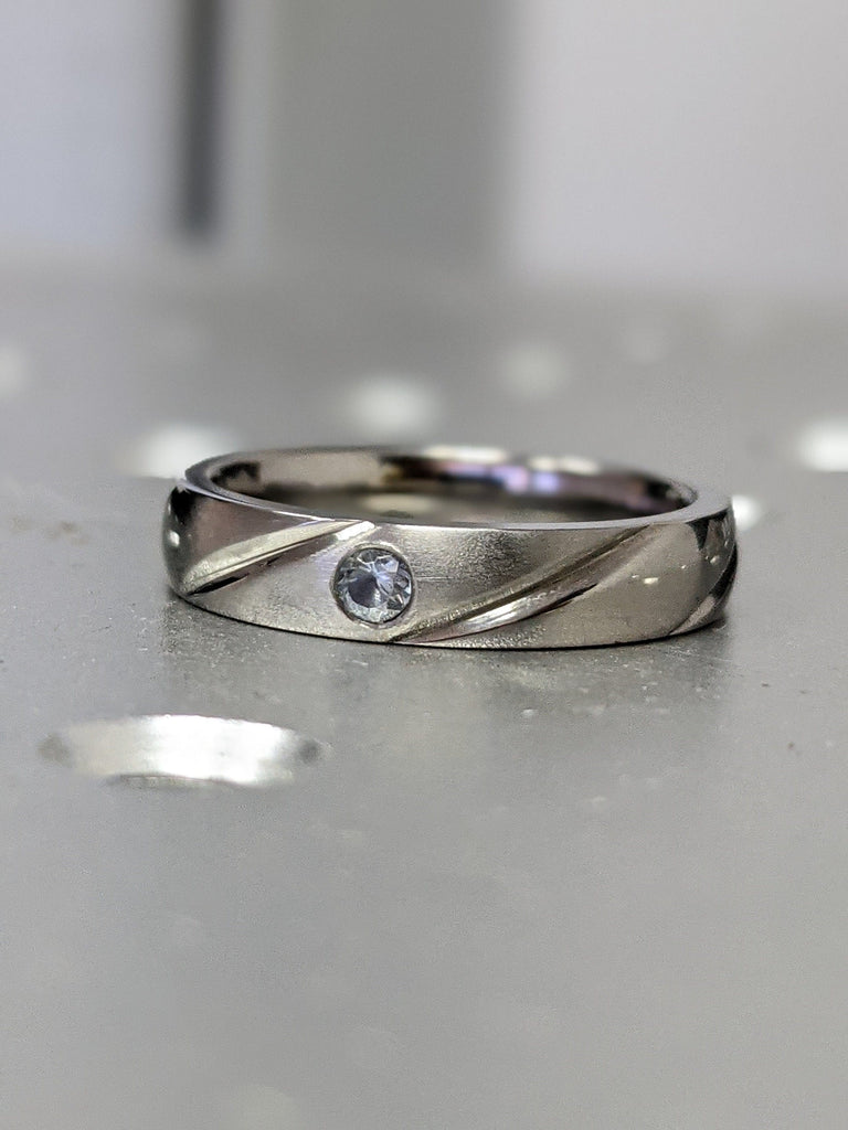 Aquamarine 4mm Titanium Wedding Band, Womens Titanium Rings, Woman Wedding Band, Titanium Wedding , Engagement Ring, Titanium Women