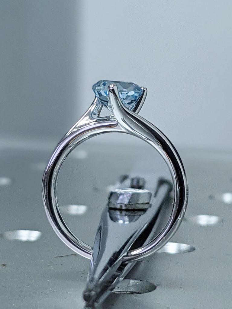 14k Gold Aquamarine Ring | 14k Gold Aquamarine Solitaire Ring | Aquamarine March Birthstone Ring