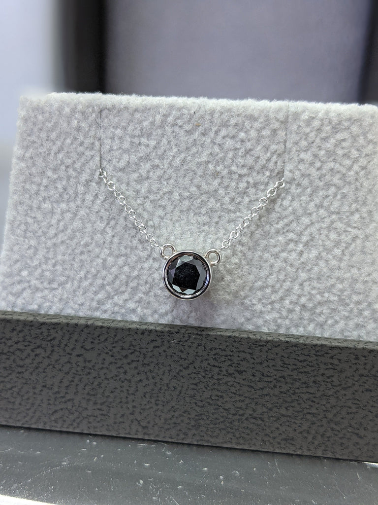 14k Gold Bezel black diamond Necklace, Solitaire Necklace 0.5 Carat, 0.5ct Solitaire Necklace, Dainty Necklace, Necklace Gift