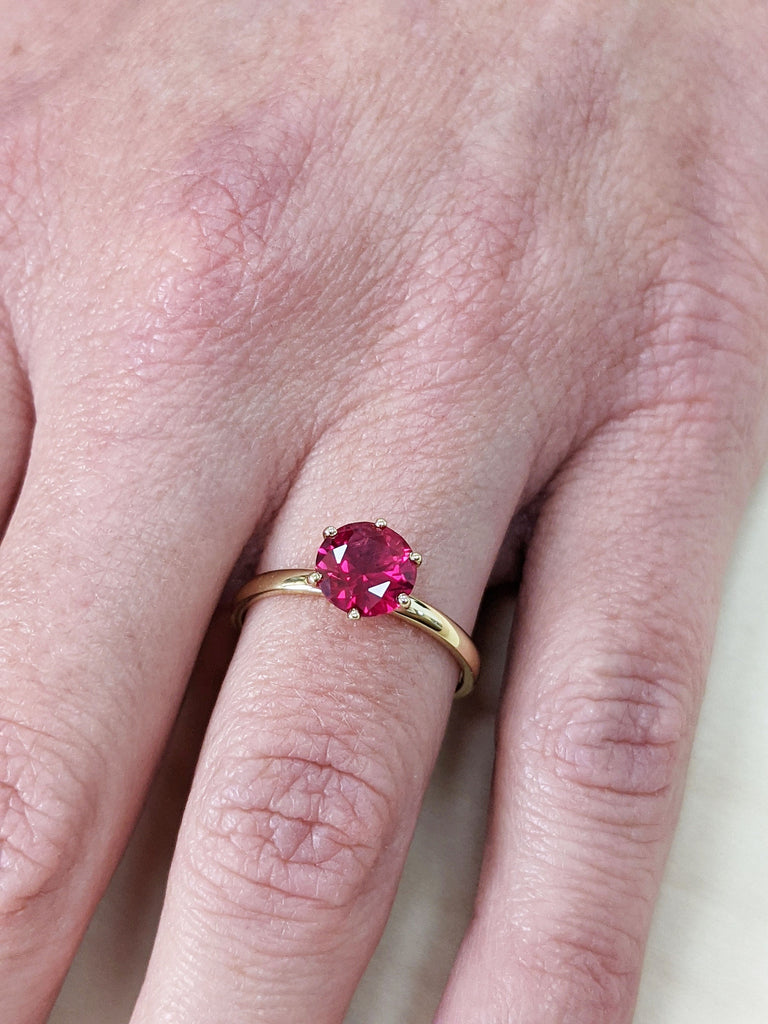 Ruby Ring, Unique Engagement Ring, Solitaire Ring, Round Ruby Ring, Ruby Jewelry, Ruby Solitaire, Gemstone Solitaire, Beautiful Ring, Red