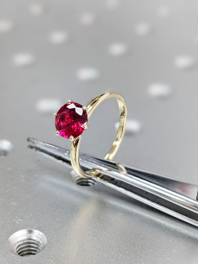 Ruby Ring, Unique Engagement Ring, Solitaire Ring, Round Ruby Ring, Ruby Jewelry, Ruby Solitaire, Gemstone Solitaire, Beautiful Ring, Red