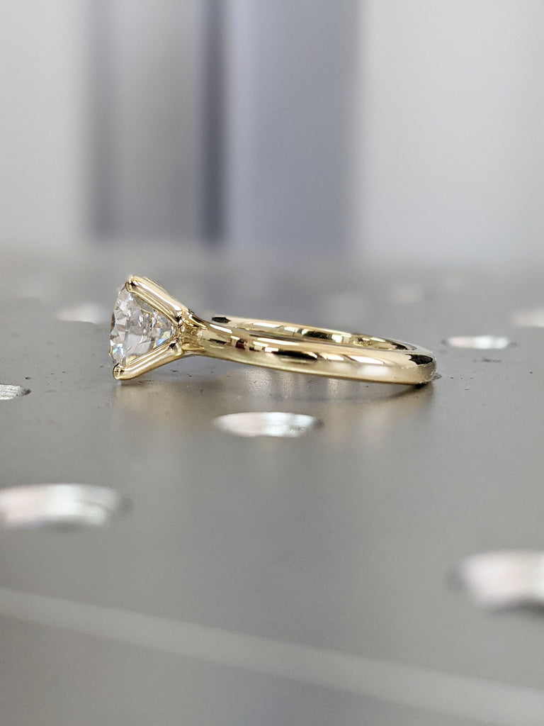 2 CT Moissanite Round Solitaire Engagement Ring, Brilliant Round Moissanite, Sustainably Created Diamond Engagement Ring, Gold Bridal Ring