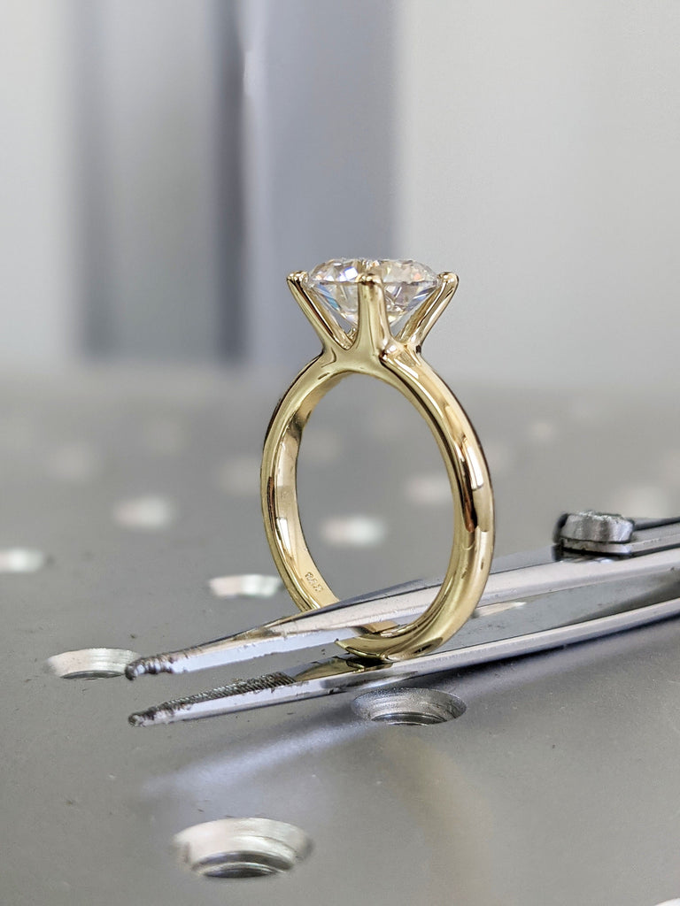 2 CT Moissanite Round Solitaire Engagement Ring, Brilliant Round Moissanite, Sustainably Created Diamond Engagement Ring, Gold Bridal Ring