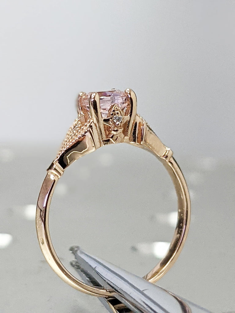 Rose Gold Morganite Ring Custom Gemstone Ring 14K or 18K White Yellow Rose Gold Fleur de Lis Pink Morganite Fleur-de-Lis Ring Solid