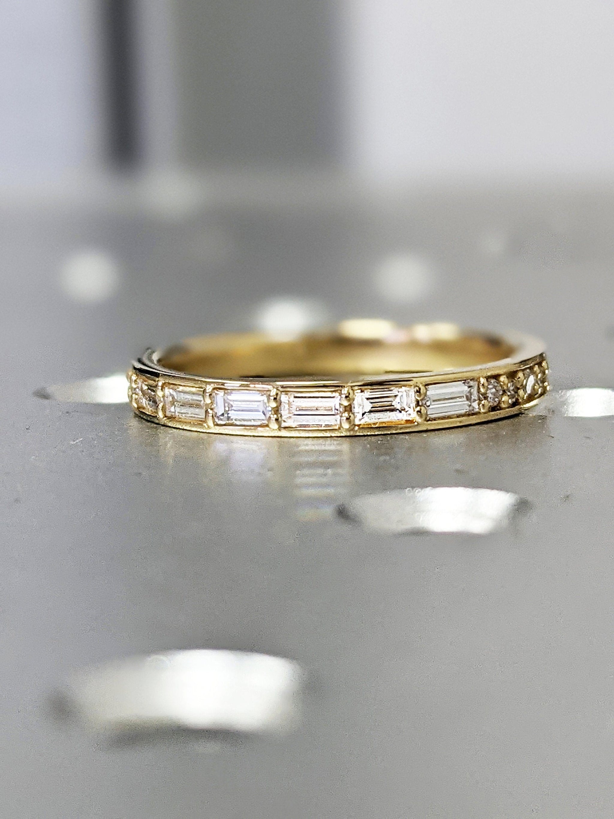 Baguette Diamond Wedding Band Band ring in 14K 18K gold Diamond or Moi Braverman Oren