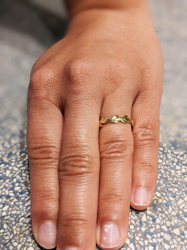 14k Solid Gold Leaf Ring, Minimalist Vine Ring, Dainty Gold Ring, 14k Solid Gold Vine Ring, Leaf Design Gold Ring, Leaf Ring, Promise Ring