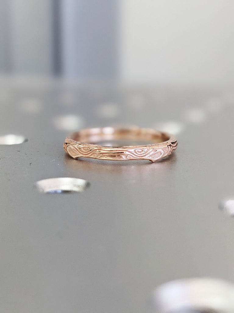 14k Gold Thin Twig Wedding Band, Gold Twig Ring, 14k Gold Twig Nature Band, Rose Gold Twig Ring, 14k Gold Twig Ring, Thin Twig Band