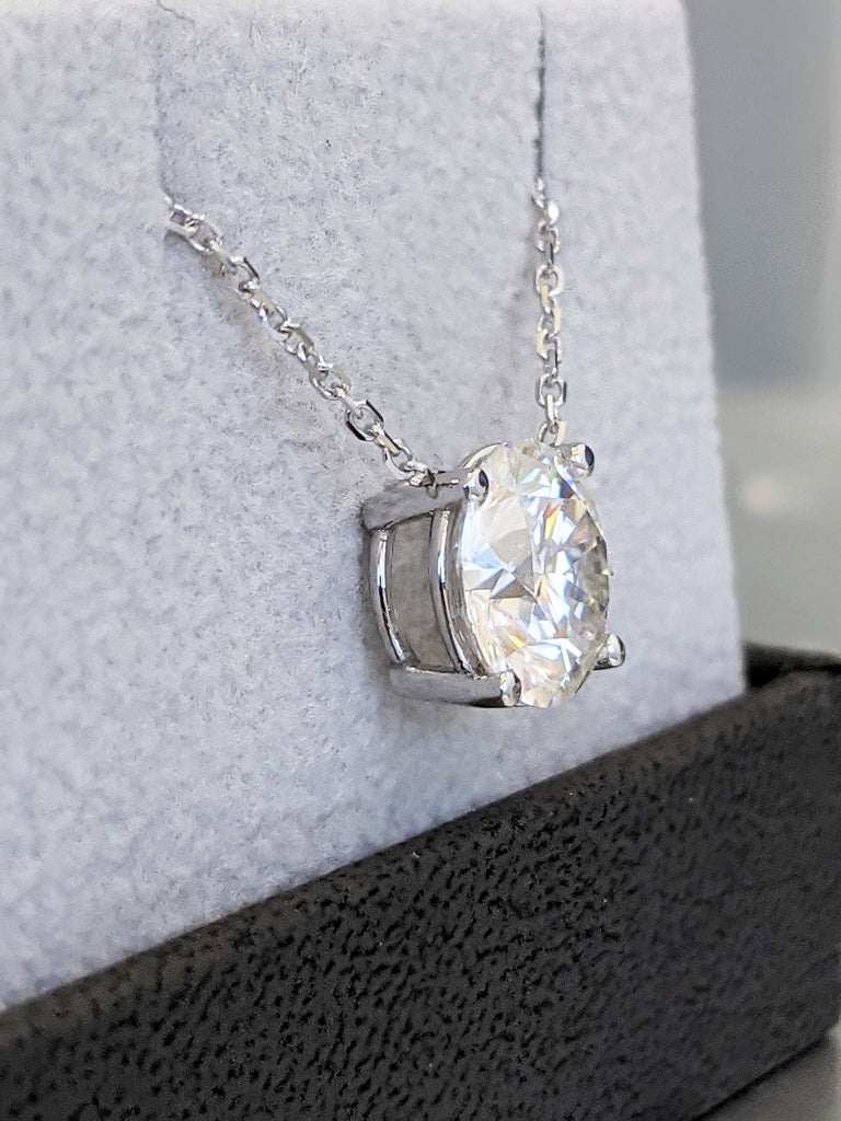 2.5CT 14kt Round Moissanite Necklace / Round Solitaire Necklace / Round Diamond Necklace /Layering Diamond Necklace /Dainty Diamond Necklace