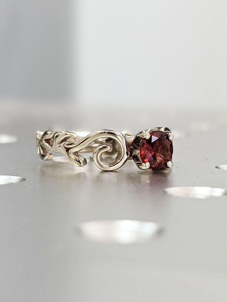 Ruby Engagement Ring, Leaves Ring Ruby Ring, Ruby Engagement Ring Leaf Engagement Ring White Gold Ruby Ring, Leaf Ring, Nature Ring