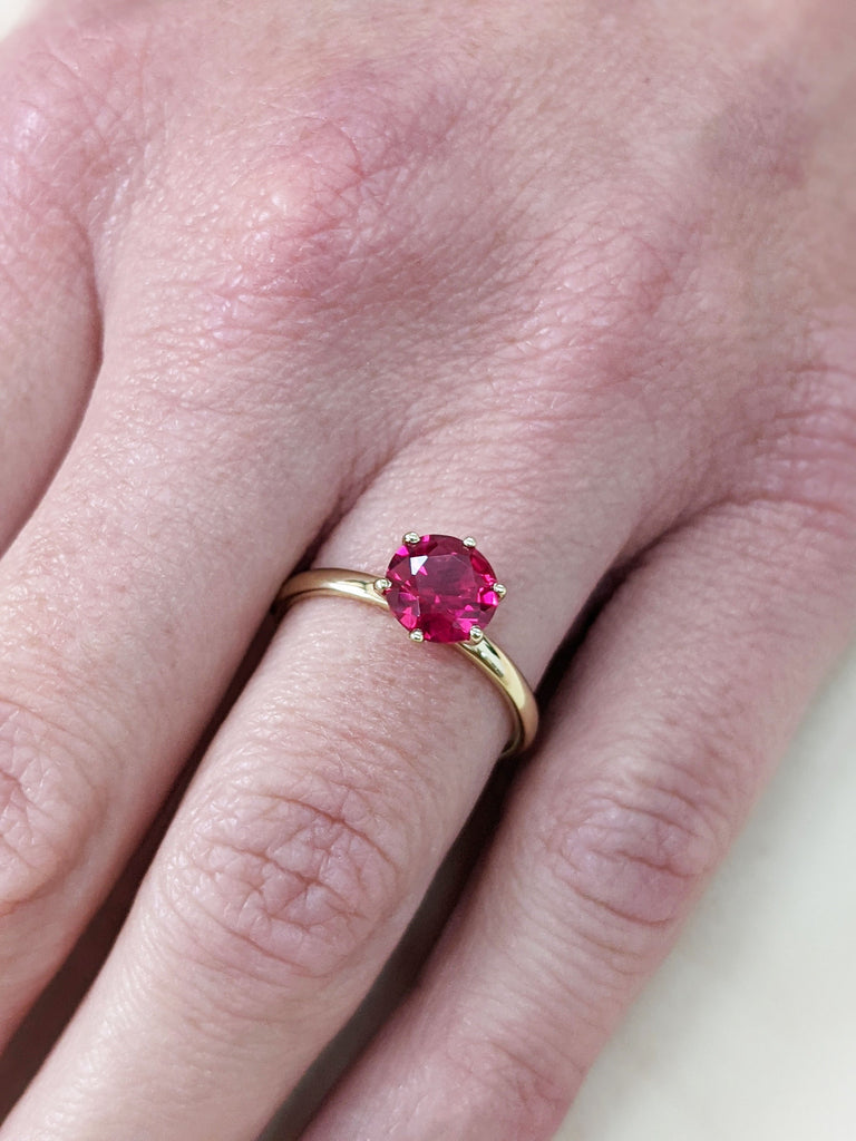 Ruby Ring, Unique Engagement Ring, Solitaire Ring, Round Ruby Ring, Ruby Jewelry, Ruby Solitaire, Gemstone Solitaire, Beautiful Ring, Red