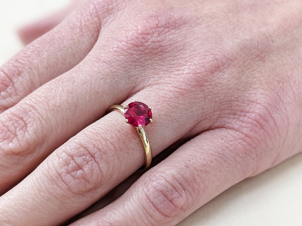 Ruby Ring, Unique Engagement Ring, Solitaire Ring, Round Ruby Ring, Ruby Jewelry, Ruby Solitaire, Gemstone Solitaire, Beautiful Ring, Red