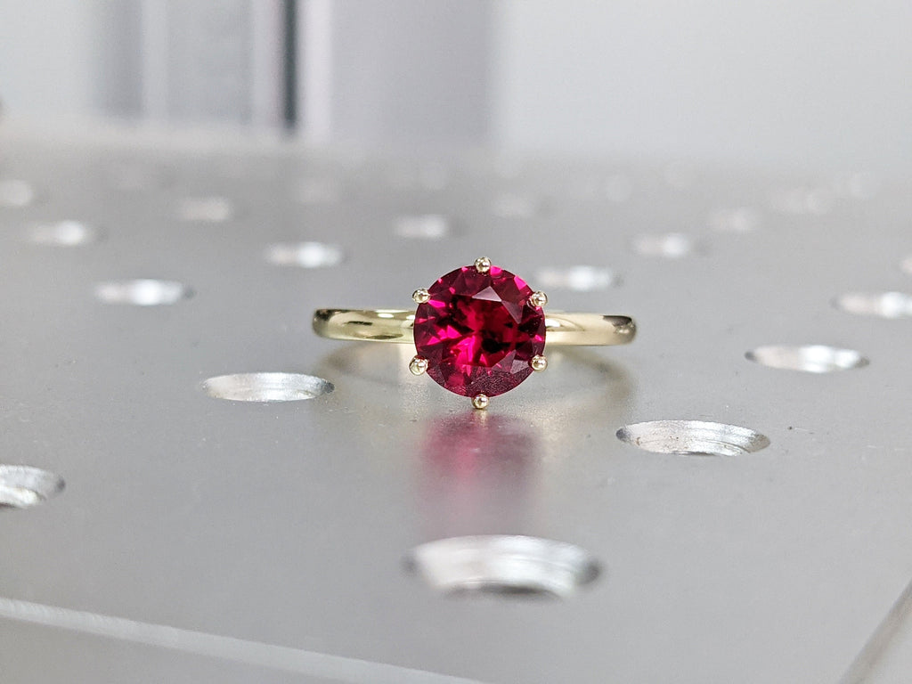 Ruby Ring, Unique Engagement Ring, Solitaire Ring, Round Ruby Ring, Ruby Jewelry, Ruby Solitaire, Gemstone Solitaire, Beautiful Ring, Red