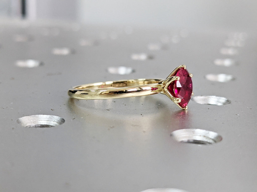 Ruby Ring, Unique Engagement Ring, Solitaire Ring, Round Ruby Ring, Ruby Jewelry, Ruby Solitaire, Gemstone Solitaire, Beautiful Ring, Red