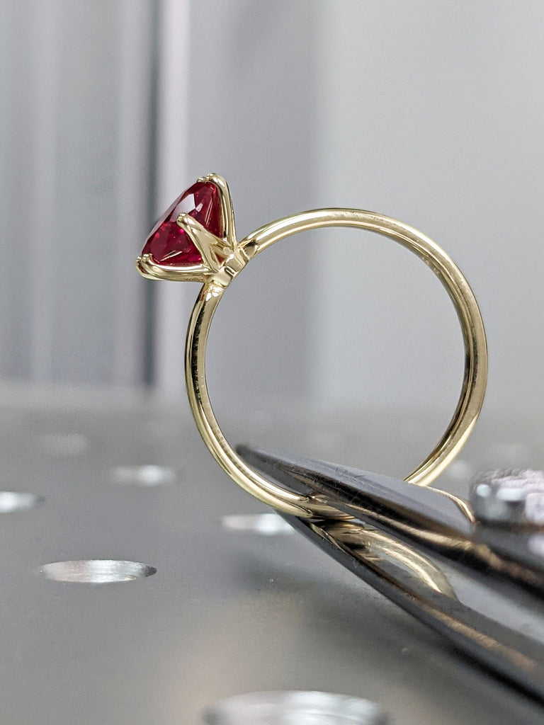 Ruby Ring, Unique Engagement Ring, Solitaire Ring, Round Ruby Ring, Ruby Jewelry, Ruby Solitaire, Gemstone Solitaire, Beautiful Ring, Red