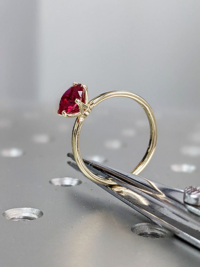 Ruby Ring, Unique Engagement Ring, Solitaire Ring, Round Ruby Ring, Ruby Jewelry, Ruby Solitaire, Gemstone Solitaire, Beautiful Ring, Red