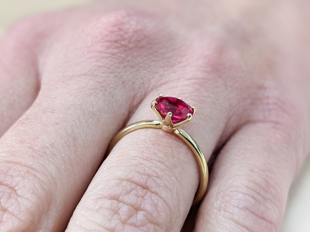 Ruby Ring, Unique Engagement Ring, Solitaire Ring, Round Ruby Ring, Ruby Jewelry, Ruby Solitaire, Gemstone Solitaire, Beautiful Ring, Red